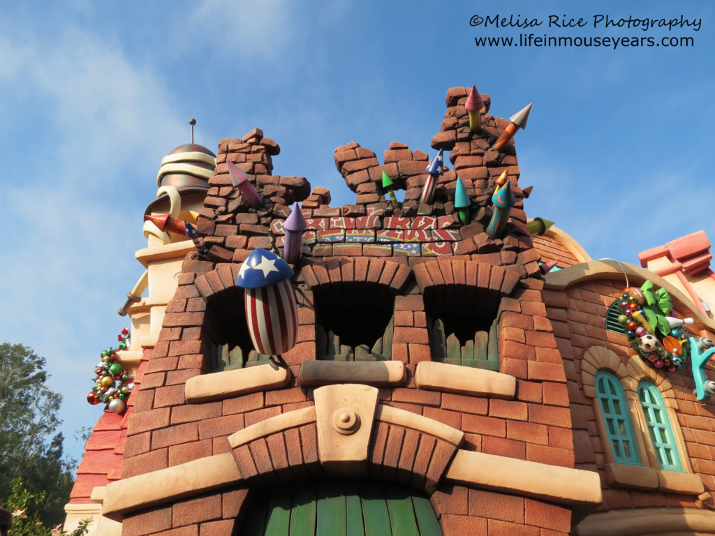 Firework storage building. Brick style and looks like it is partially burned.