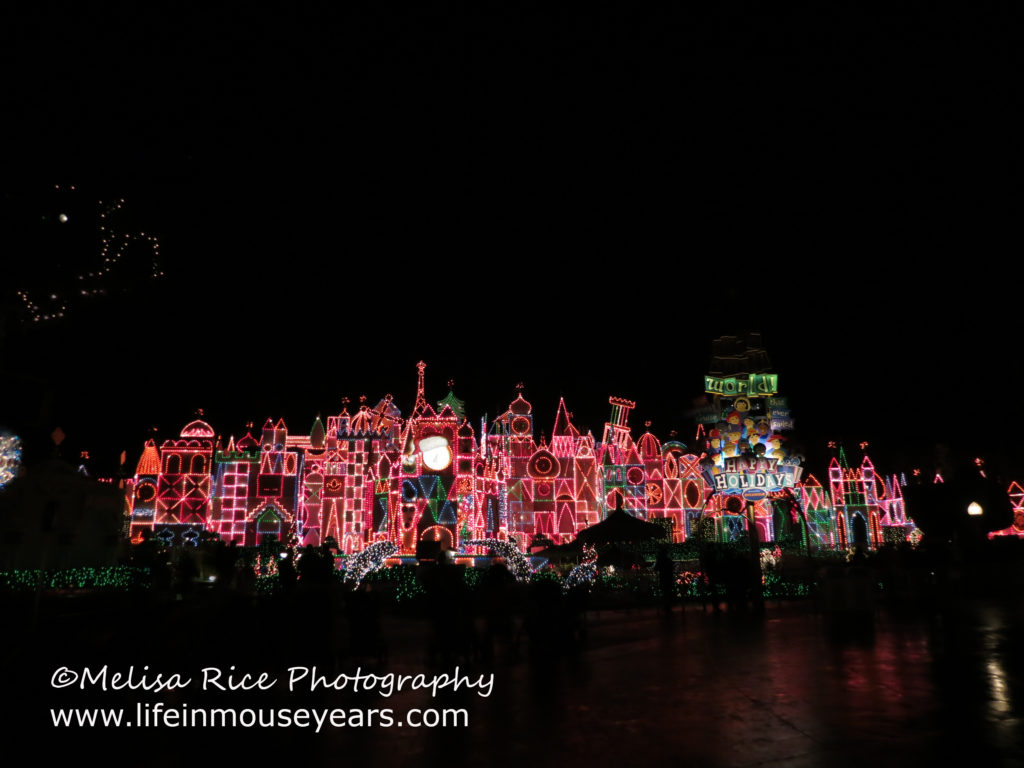 It's a Small World in Disneyland with thousands of twinkling lights all lit up.