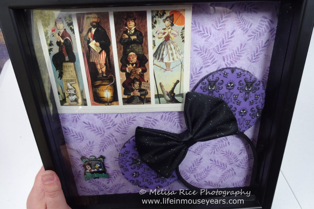 How to Make a Disney Shadow Box. Haunted Mansion www.lifeinmouseyears.com #lifeinmouseyears #disneyland #disney #disneyshadowbox #hauntedmansion #hauntedmansionshadowbox #shadowbox #crafting #diy #disneyfun #makesomethingmagical #diycrafts