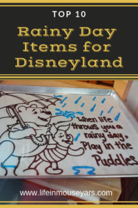 Top 10 Rainy Day Items for Disneyland www.lifeinmouseyears.com #lifeinmouseyears #disneyland #rainydaydisney #california #rainyday #disneyparks #disneylandresort