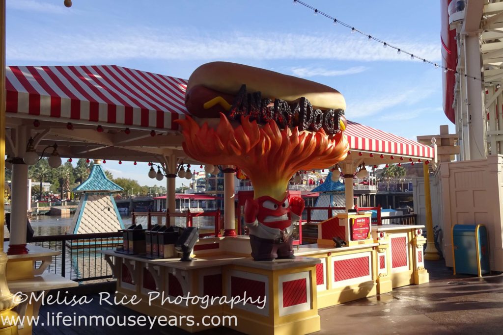 Exploring Pixar Pier www.lifeinmouseyears.com #lifeinmouseyears #pixarpier #angrydogs #food #yum #hotdogs